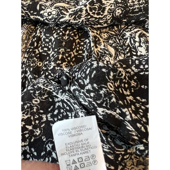 Lucky Brand Boho Print long sleeve Top Black White - Picture 5 of 5